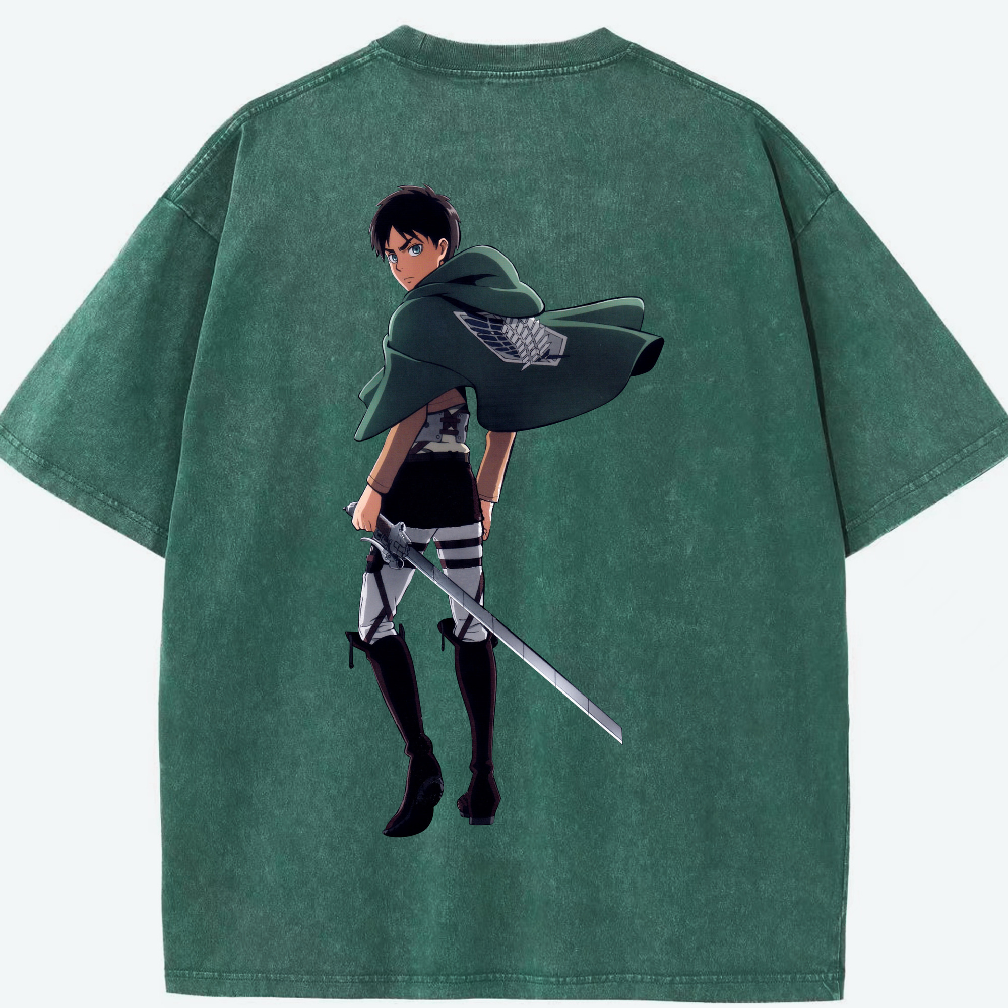 （画像用） 進撃の巨人 エレン･イェーガー Attack on Titan Eren Jäger 綿100% ヴィンテージ風 半袖Tシャツ（背面プリント）